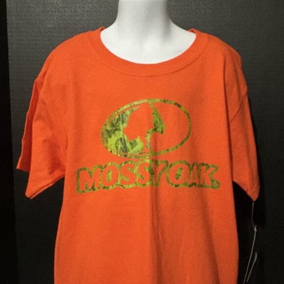 NWT- Mossy Oak Youth Small Orange Camo Logo Tee - Picture 2 of 5